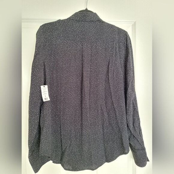 Equipment black with white dots  long sleeve blouse size M - Picture 3 of 6